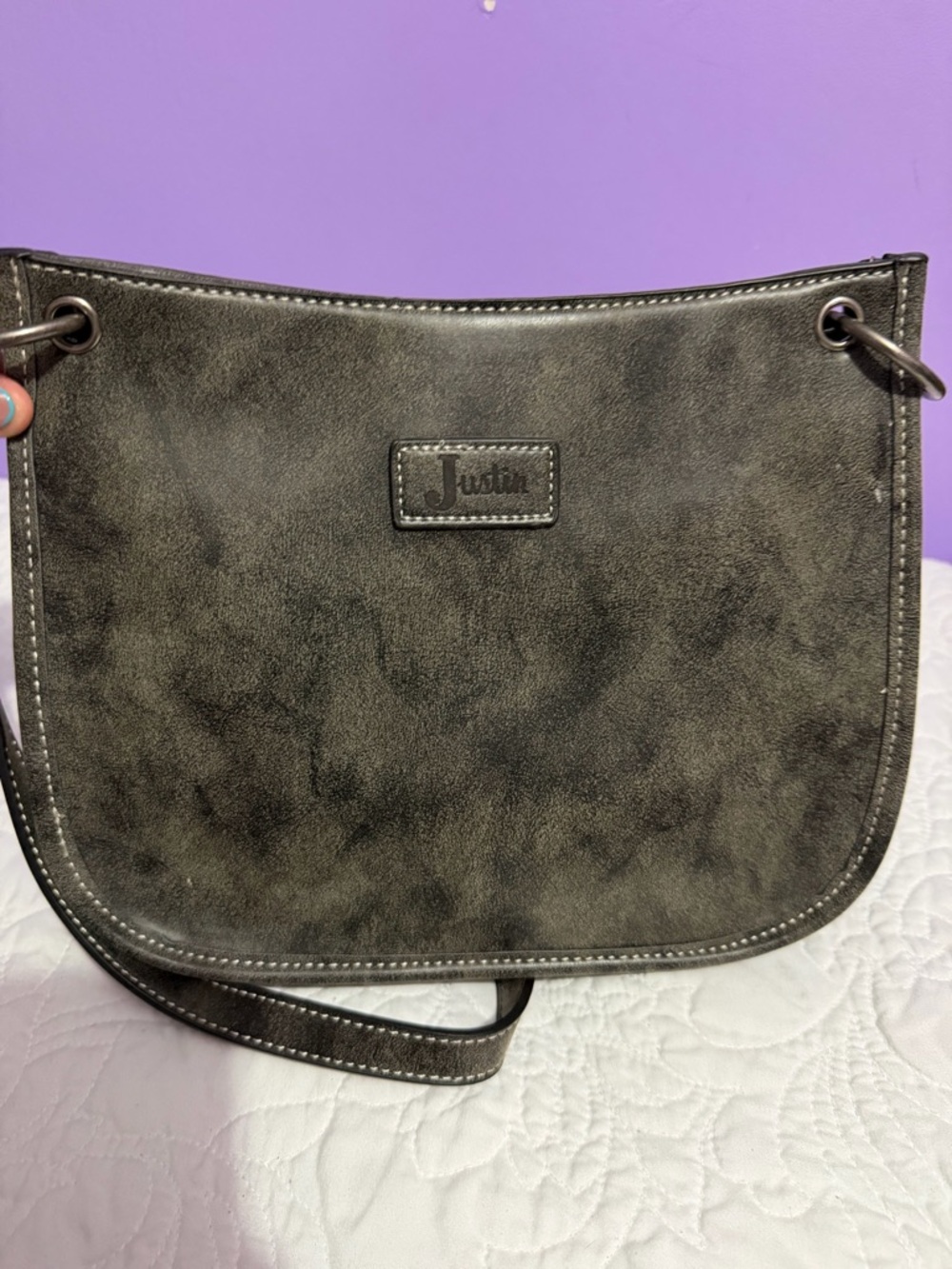 Justin Boots Crossbody Bag with Turquoise Concho - Olive Green - Picture 3 of 4